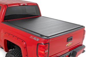 GMC Sierra 1500 Hard Roll Up Bed Cover - Rough Country - Flush, Low-Profile Design - Matte Black - '14-'18